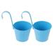 2 Pcs Hanging Bucket Deck Decorations Outdoor Balcony Planters for Railing Tinplate