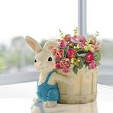 Mashaouyo 1pc Idyllic Decoration Flowerpot Easter Bunny Figurine Bonsai Pot Cactus Pots Bunny Flower Pot Succulent Plant Pots Nursery Plant Pots Creative Flowerpot Office Doll Cartoon Resin