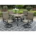 Perfect & William Patio Dining Set 5 Pieces Outdoor Furniture Set for 4 Patio Swivel Chairs Textilene with 1 Metal Umbrella Table 6 Person for Lawn Garden