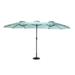 Kumji 15FT Patio Umbrella with Crank Double Sided Outdoor Umbrella Rectangular Easy Push Button Tilt Sturdy Ribs UV Protection Waterproof for Garden Deck Backyard Stand Included Green