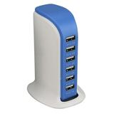 30W Multi 6 Port USB Charger 6A Rapid Charging Station Desktop Travel Hub Original EU Plug Blue