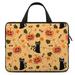 LAKIMCT Halloween Pumpkin Black Cat Laptop Bag Computer Bag Briefcase Messenger Bag Waterproof Laptop Case for Work 13 inch