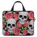 LAKIMCT Skull Roses Laptop Bag Computer Bag Briefcase Messenger Bag Waterproof Laptop Case for Work 12 inch