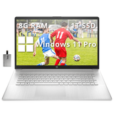 HP 17.3 Anti-Glare HD+ Laptop AMD Ryzen 3 7320U 8GB LPDDR5 1TB PCIe SSD AMD Radeon Graphics HD Webcam Fast Charge HDMI Silver Win 11 Pro 32GB Hotface USB Card
