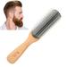 Hair Brush for Men Bamboo Brush Wooden Hair Brush Nine Row Comb Anti-Static Curly Hair Comb Wooden Massager Hairdressing Hairbrush for Barber Home Use Supplies 8.7 x 1.6in