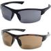 Sport 202BF Bifocal Safety Glasses 2.50 Black Grey/Tortoise Amber 2PACK Men Women Wrap Around Semi-Rimless Anti Fog