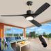 Modern Black Ceiling Fan with Lights 52 Inch Outdoor Ceiling Fans for Patio Large Airflow Wood Ceiling Fan with Reversible DC Motor Indoor Gold Ceiling Fan for Garage Farmhouse Porch ETL/FCC Listed