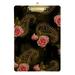 ALAZA Pink Rose Flower Floral Paisley Clipboards for Kids Student Women Men Letter Size Plastic Low Profile Clip 9 x 12.5 in Silver Clip