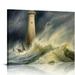 Nawypu Lighthouse Wall Art Framed Posters Vintage Bell Rock Lighthouse Famous Painting Wall Art Romanticism poster Canvas Living Room Prints Wall Decor