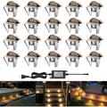 WAGEE LED Outdoor Deck Lights Kits Î¦1.38in Warm White 20 Pack Bronze Low Voltage 12 Volt DC IP65 Waterproof Electric Wired Recessed Stair Step Riser Mini Under Landscape Lighting for Outside Yard