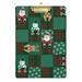 ALAZA Christmas Buffalo Check Snow Man Santa Claus Clipboards for Kids Student Women Men Letter Size Plastic Low Profile Clip 9 x 12.5 in Silver Clip