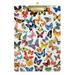 ALAZA Beautiful Multicolored Butterflies Clipboards for Kids Student Women Men Letter Size Plastic Low Profile Clip 9 x 12.5 in Silver Clip