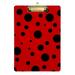 ALAZA Lack Ladybug Polka Dot Red Clipboards for Kids Student Women Men Letter Size Plastic Low Profile Clip 9 x 12.5 in Silver Clip