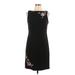 Jessica Howard Casual Dress - Sheath High Neck Sleeveless: Black Solid Dresses - Women's Size 10 Petite