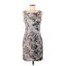 H&M Casual Dress - Sheath Square Sleeveless: Gray Print Dresses - Women's Size 6