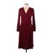 Old Navy Casual Dress V Neck 3/4 sleeves: Burgundy Solid Dresses - Women's Size Medium