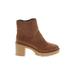 Universal Thread Ankle Boots: Chelsea Boots Chunky Heel Casual Brown Solid Shoes - Women's Size 10 - Round Toe