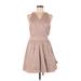 Kate Spade Saturday Casual Dress - Party V-Neck Sleeveless: Tan Print Dresses - Women's Size 8