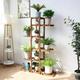 6 Tier Wooden Plant Stand Carbonized Wood Plant Stand Holder Flower Display Stand Flower Pot Rack Bonsai Display Bench