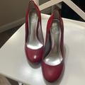 Jessica Simpson Shoes | Jessica Simpson Vintage Round-Toe Red Leather Heels - Sz 9 | Color: Red | Size: 9