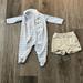 Ralph Lauren One Pieces | 9 Month Ralph Lauren Khaki Shorts And One Piece Baby Blue Striped Onesie | Color: Blue | Size: 9mb