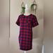 Madewell Dresses | Madewell Women Short Sleeve Plaid Dress Size Xsmall Red Blue Cotton Summer | Color: Blue/Red | Size: Xs