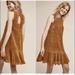 Anthropologie Dresses | Anthropologie Maeve Amis Faux Suede Drop Waist Lace Dress Tan 6 | Color: Brown/Tan | Size: 6