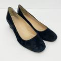 J. Crew Shoes | J. Crew Women Round Toe Pumps 7.5 Black Suede Leather Block Heels Slip-On Shoes | Color: Black | Size: 7.5