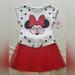 Disney Matching Sets | (2 Pc) Disney Minnie Tulle Skirt Set For Girls Size S | Color: Red/White | Size: Sg