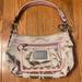 Coach Bags | Coach Poppy Op Art Sateen Shoulder Bag W/ Pink Leather Strap/Front Pocket #14562 | Color: Cream/Pink | Size: Os