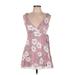 Lulus Casual Dress - Mini V Neck Sleeveless: Pink Print Dresses - Women's Size Medium