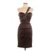 Xscape Cocktail Dress - Sheath Strapless Sleeveless: Brown Print Dresses - Women's Size 12