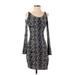 Guess Casual Dress - Bodycon Scoop Neck Long sleeves: Blue Snake Print Dresses - Women's Size Small