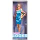 Barbie Looks Puppe, Sammelfigur Nr. 23 mit aschblonden Haaren und moderner Y2K-Mode, metallisch-blaues One-Shoulder-Kleid mit Riemchensandalen, HRM15