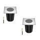 ledscom.de 2 pcs. recessed Floor Light RELI for Outdoors, IP67, Stainless Steel, Angular, 11 x 11cm, 1x GU10 max. 15W, Frosted