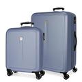 Roll Road Cambodia Luggage Set Blue 55/68cm Hard ABS Combination Lock Side 93L 6.4kg 4 Double Wheels Luggage Hand Luggage, Blue, Suitcase Set