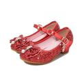 Glitter Princess Shoes Children's Shoes Girl Sequins Glittering Princess Dress Shoes Slipper School Performance Shoes Kids Infants Purple Shoe (Color : Red, Size : 34)