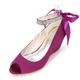 GeRRiT Wedding Shoes for Bride Open Toe Bridal Shoes Wedge Rhinestone Pumps Mary Jane Satin Wedding Shoes Purple