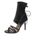 Women's Fashion Sexy Stiletto Sandals Women's Shoes Sandals Lace Up Sandals Ladies Open Toe Strappy - Large Size High Heel Strap Open Toe Sandals Strap Shoes Ladies Comfort (Black, 6)