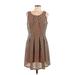 Papillon Casual Dress - A-Line: Brown Argyle Dresses - Women's Size Large