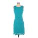 Antonio Melani Casual Dress - Sheath Scoop Neck Sleeveless: Teal Solid Dresses - Women's Size 0