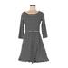 Old Navy Casual Dress - A-Line Scoop Neck 3/4 sleeves: Black Stripes Dresses - Women's Size Medium