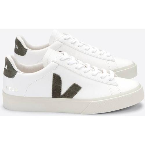 VEJA Herren Freizeitschuhe CAMPO CHROMEFREE LEATHER EXTRA-WHITE_KAKI, Größe 41 in Weiß