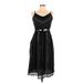 Michael Stars Casual Dress - Midi V Neck Sleeveless: Black Stripes Dresses - New - Women's Size Large