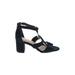 Alfani Heels: Strappy Chunky Heel Chic Blue Print Shoes - Women's Size 7 1/2 - Open Toe