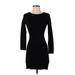 Bar III Cocktail Dress - Mini Crew Neck 3/4 sleeves: Black Solid Dresses - Women's Size Small