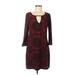 Aryeh Casual Dress - Mini Keyhole 3/4 sleeves: Red Dresses - Women's Size Medium