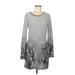 L.A. Soul Casual Dress - Mini Scoop Neck Long sleeves: Gray Dresses - Women's Size Medium