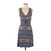 As U Wish Casual Dress - Sheath V-Neck Sleeveless: Blue Dresses - Women's Size Medium