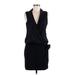 Theory Casual Dress - Mini V Neck Sleeveless: Black Solid Dresses - Women's Size 10